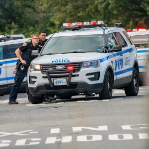 NYPD Squad Car hits pedestrian